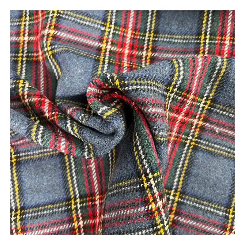 Modern Blue Brushed Tartan Fabric by the Metre