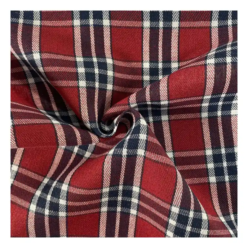 Place Order Red and Blue Poly Brushed Check Fabric by the Metre