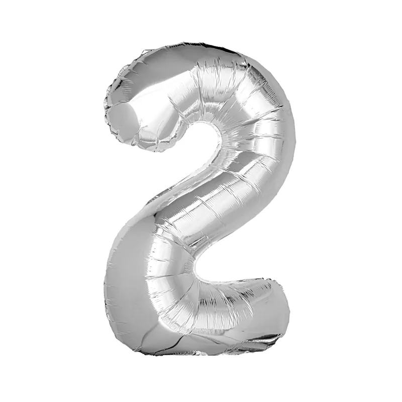 Factory Price Extra Large Silver Foil Number 2 Balloon