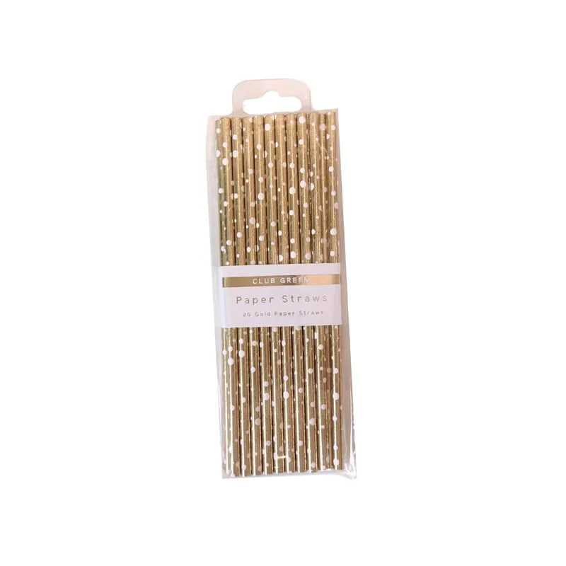 Crafted Gold Dot Paper Straws 20 Pack