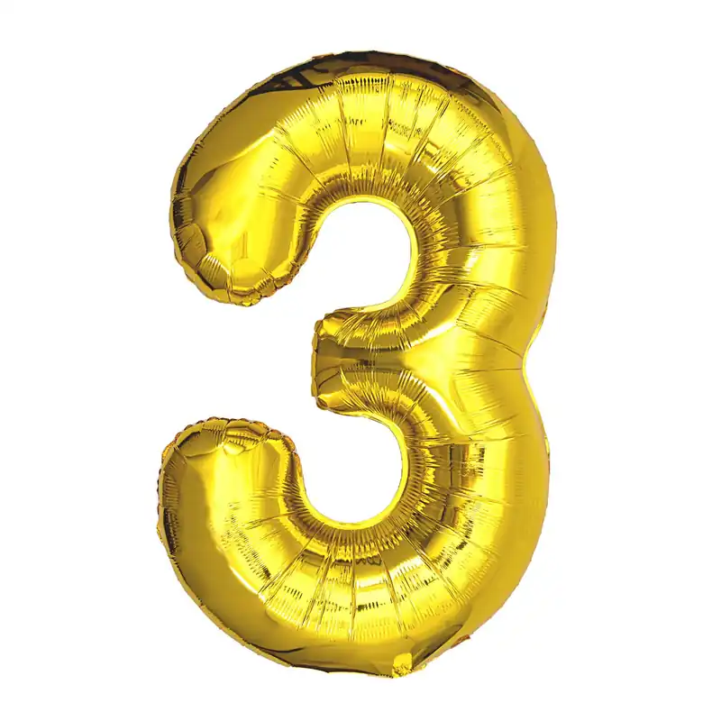 Extra Large Gold Foil Number 3 Balloon New Release