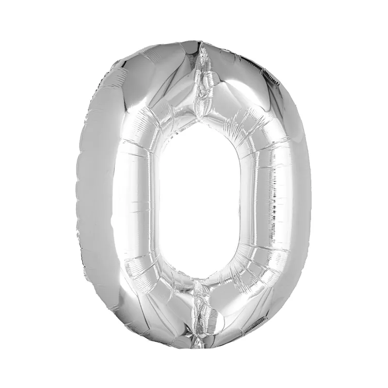 Extra Large Silver Foil Number 0 Balloon Viral
