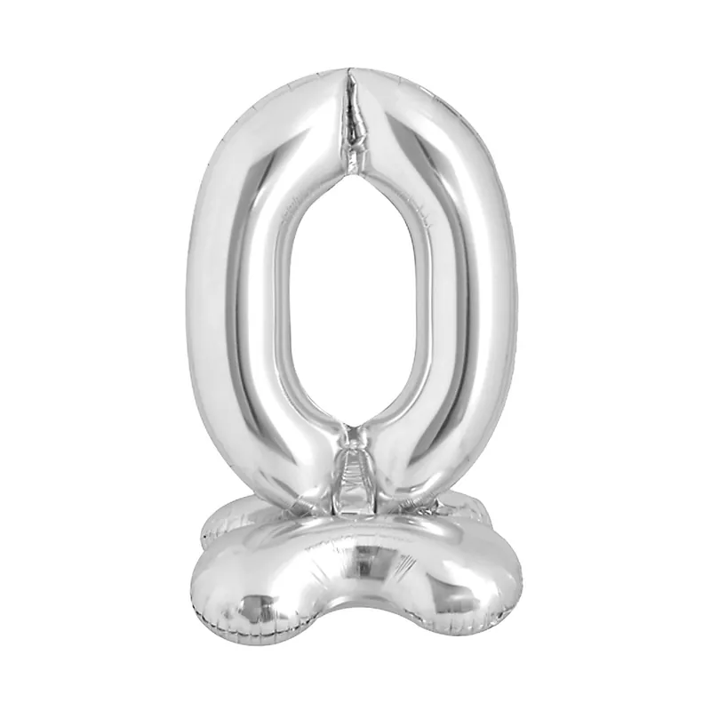 Certified Standing Silver Number 0 Balloon 1m