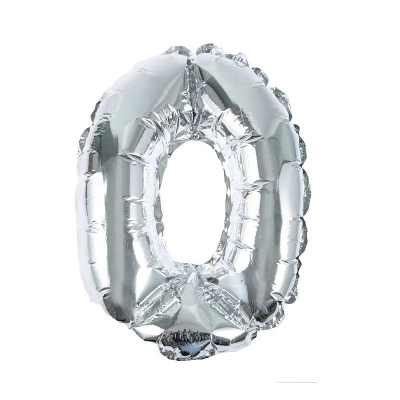 Professional Grade Silver Foil Number 0 Balloon