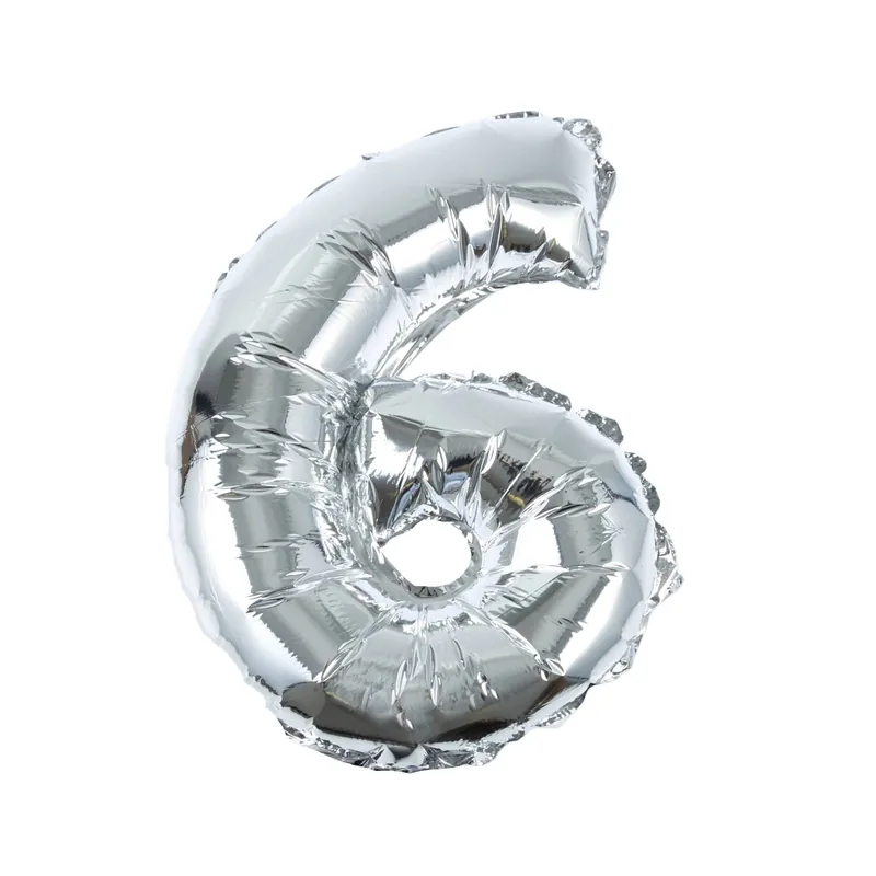 Silver Foil Number 6 Balloon Markdown