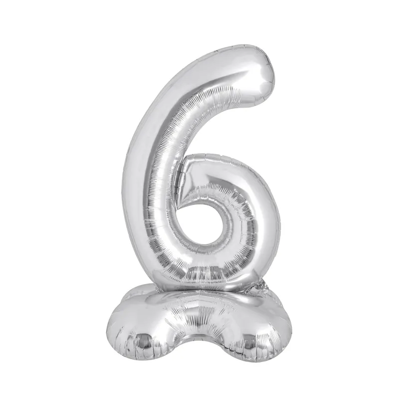 Standing Silver Number 6 Balloon 1m Weekend Sale