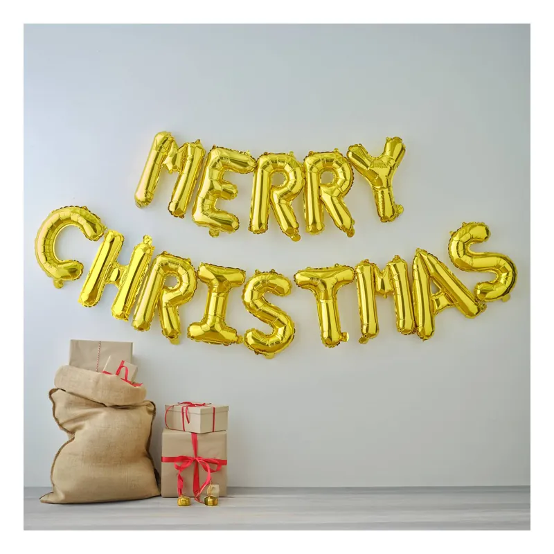 In Demand Gold Merry Christmas Balloon Bunting 2m
