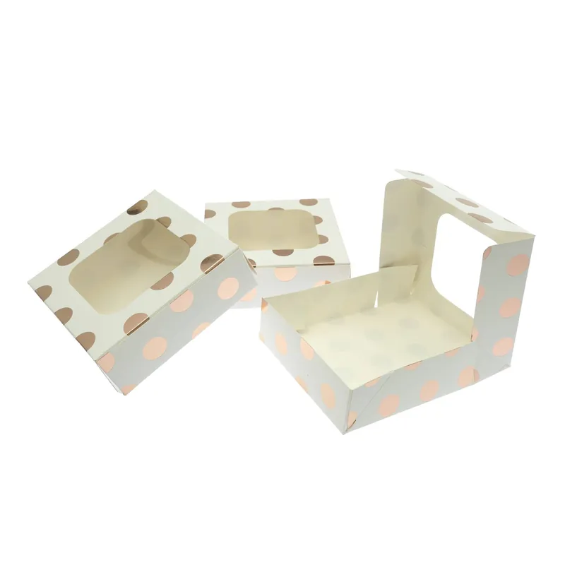 Trending Rose Gold Polka Dot Small Treat Boxes 3 Pack