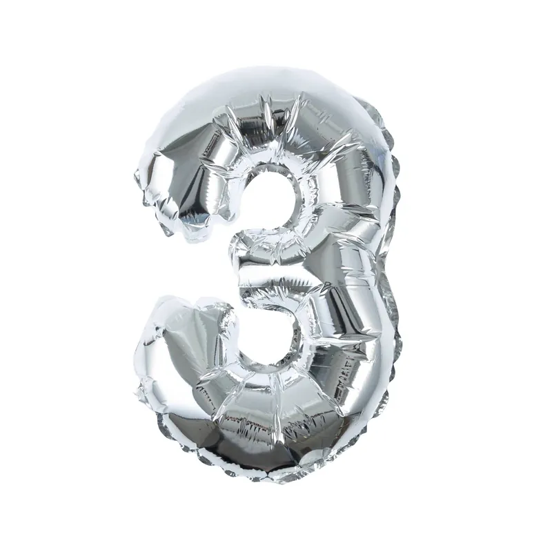Silver Foil Number 3 Balloon Clearance