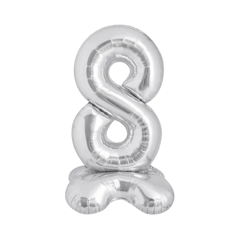 Standing Silver Number 8 Balloon 1m Buy Online