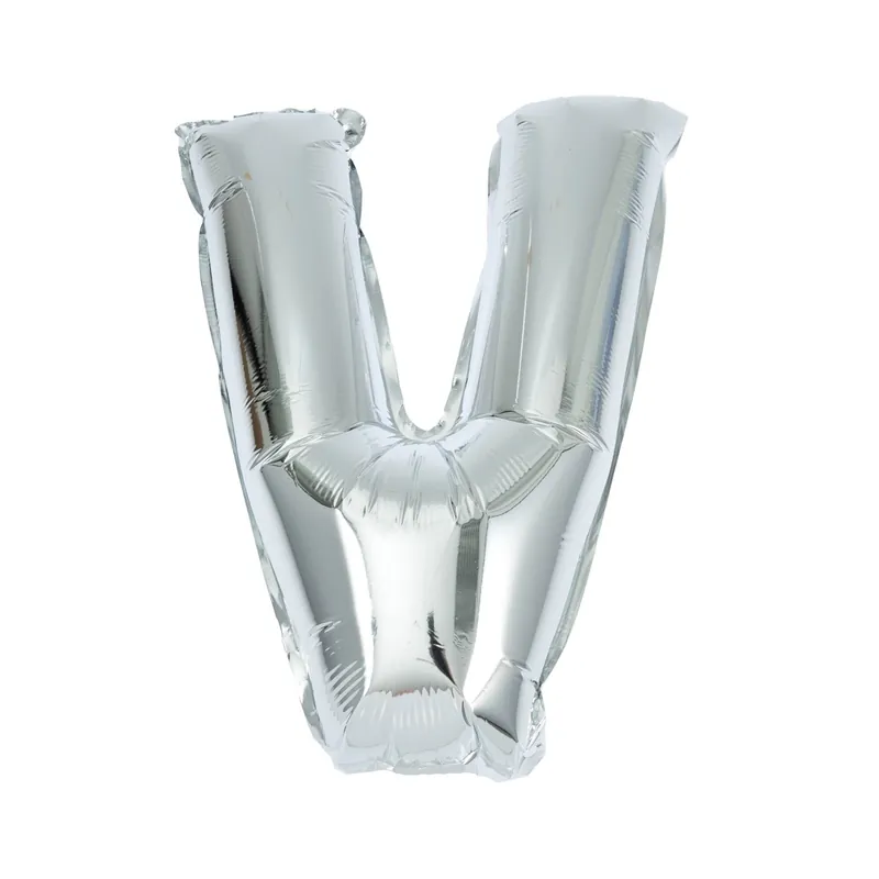 Luxury Silver Foil Letter V Balloon