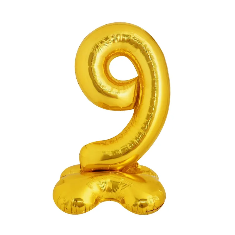 Standing Gold Number 9 Balloon 1m Free Delivery