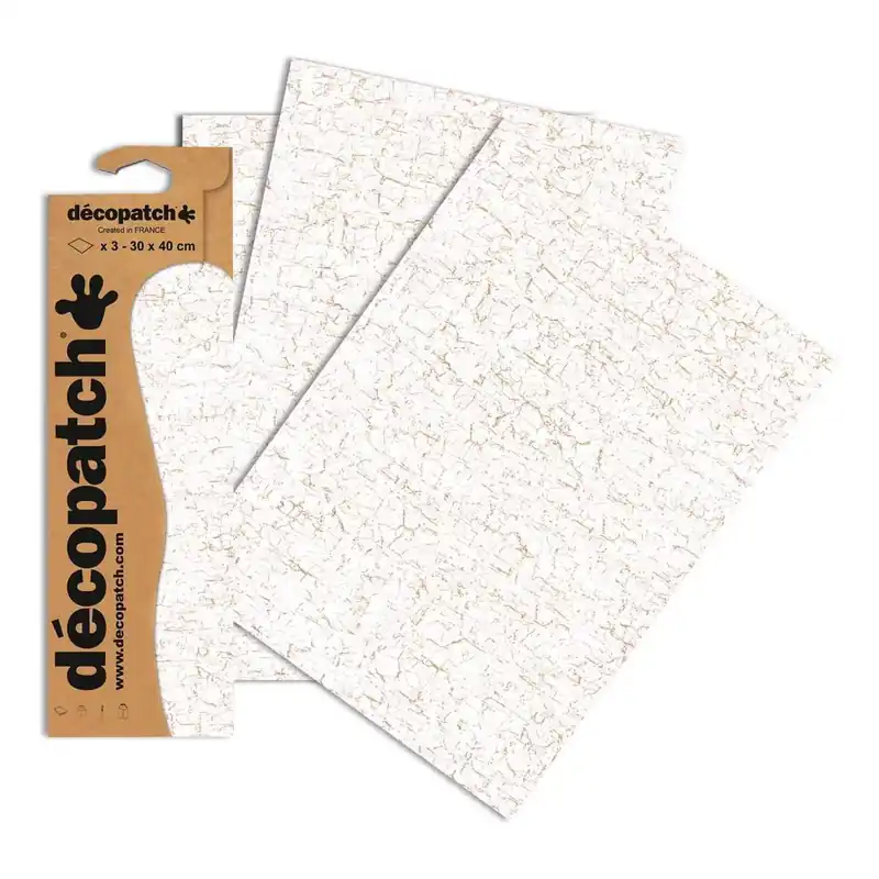 Decopatch Gold and White Crackle Paper 3 Sheets Free Returns