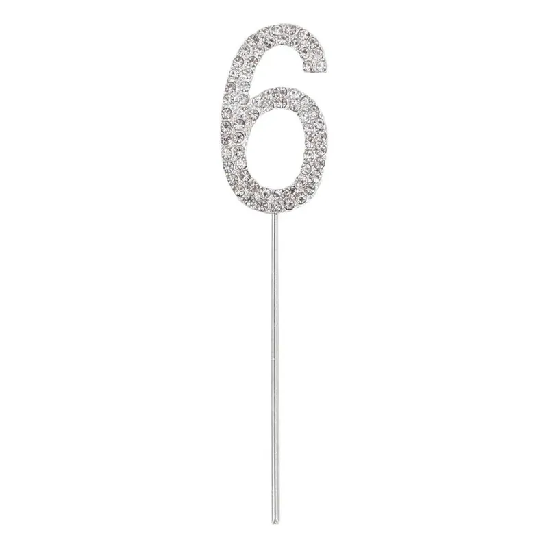 Silver Diamante Number 6 Cake Pick In Demand