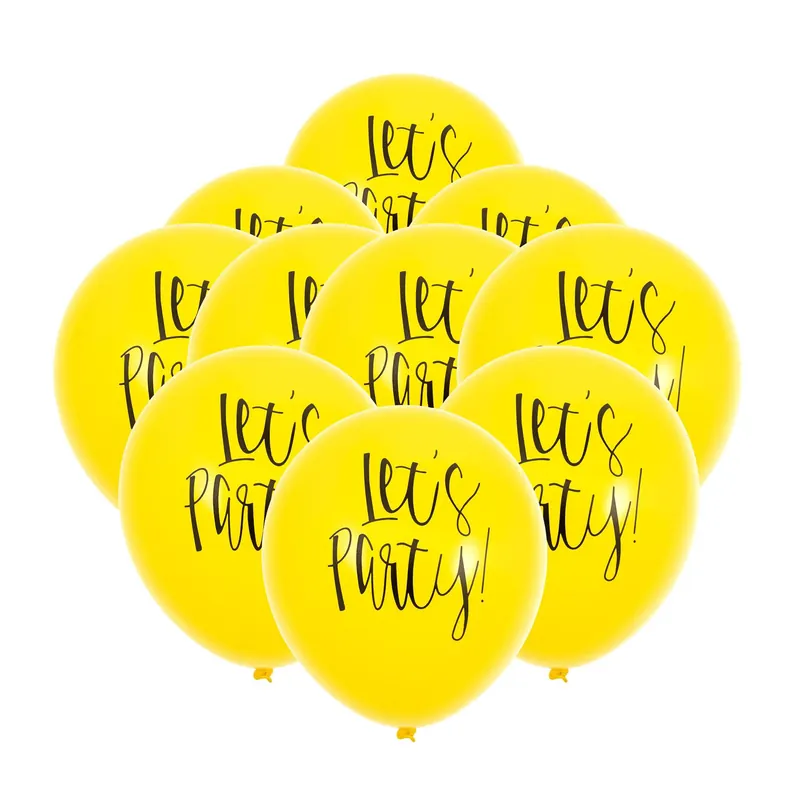New Arrival Yellow Let’s Party Latex Balloons 10 Pack