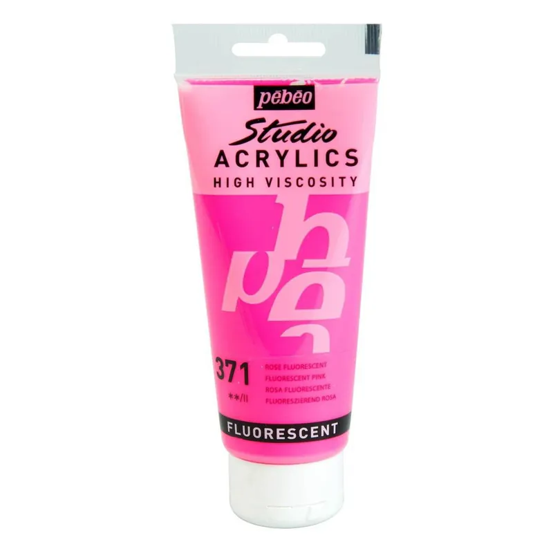 Pebeo Fluorescent Pink Studio Acrylic Paint 100ml Professional Grade