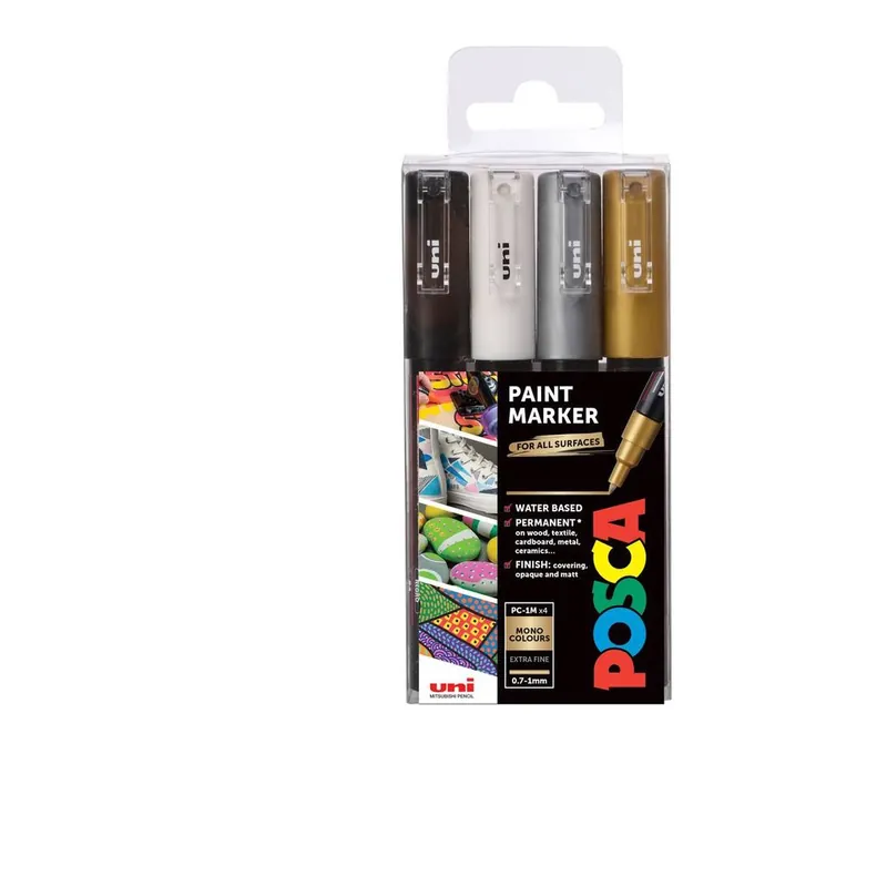 Uni-ball Mono Posca PC-1M Marker Pens 4 Pack Premium