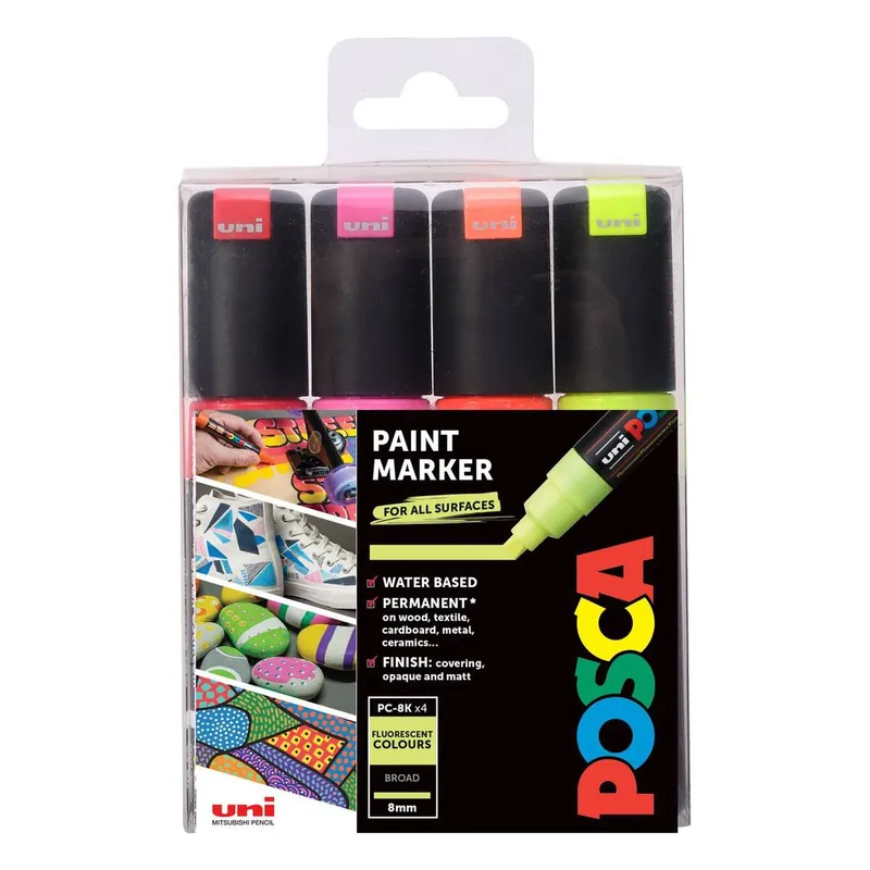 Cheap Uni-ball Fluorescent Posca PC-8K Marker Pens 4 Pack