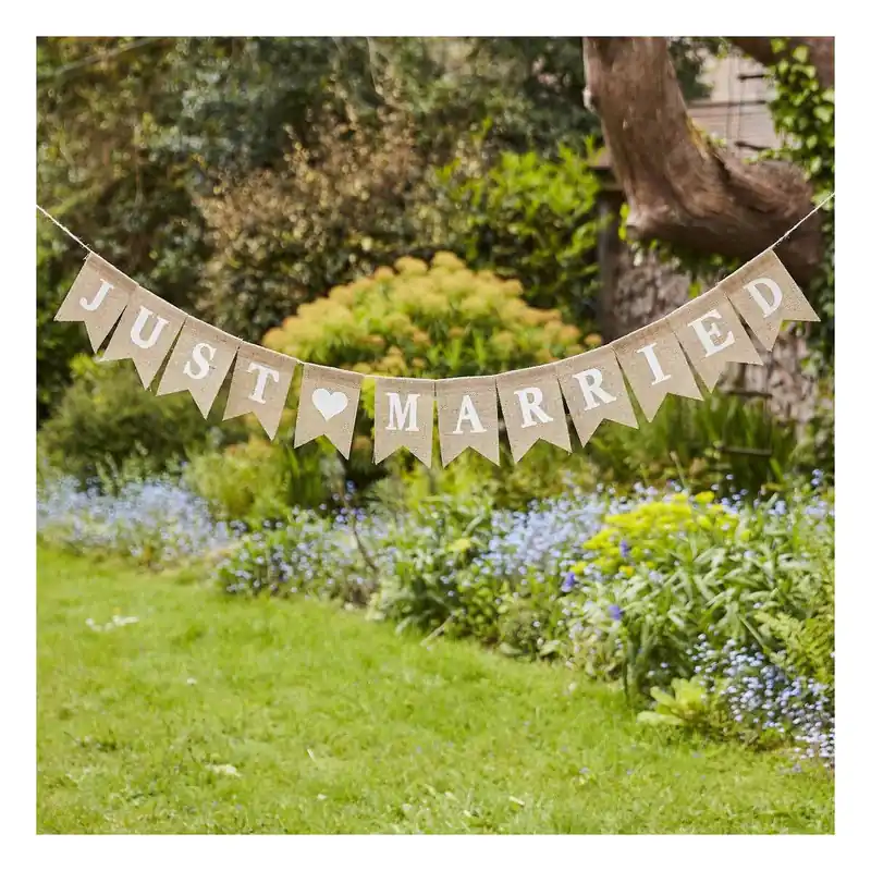 Just Married Hessian Wedding Bunting 2.2m Limited Time