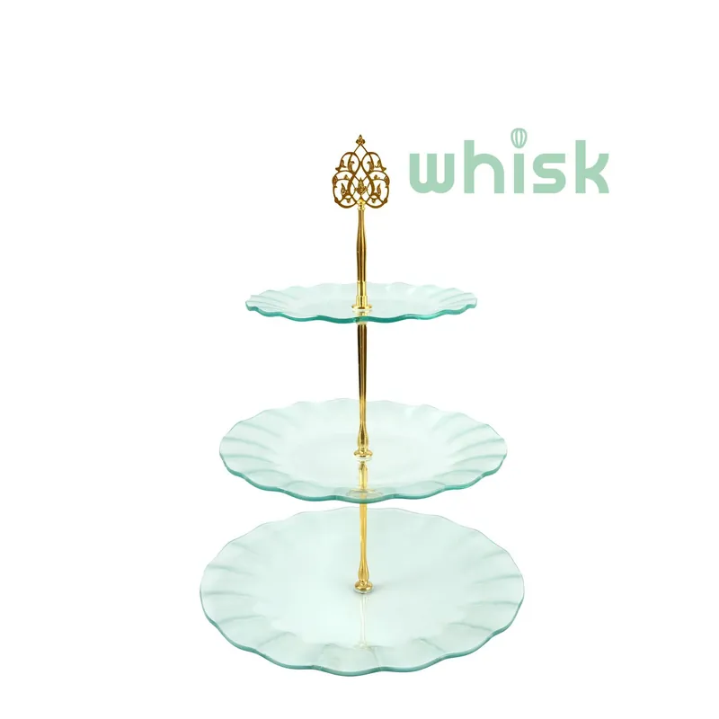 Whisk Ripple Effect Three Tier Glass Cake Stand Buy Direct
