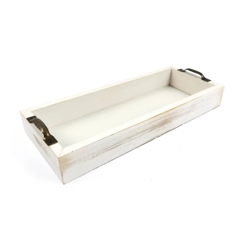 White Wooden Rectangular Tray 30cm x 12cm x 5cm Exclusive