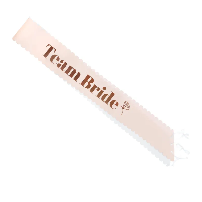 Handmade Pink and Rose Gold Team Bride Sashes 6 Pack