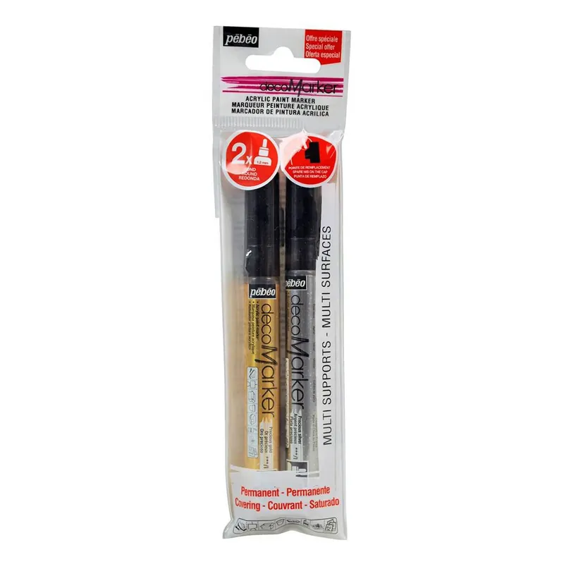 Same Day Shipping Pebeo Gold and Silver Deco Markers 2 Pack