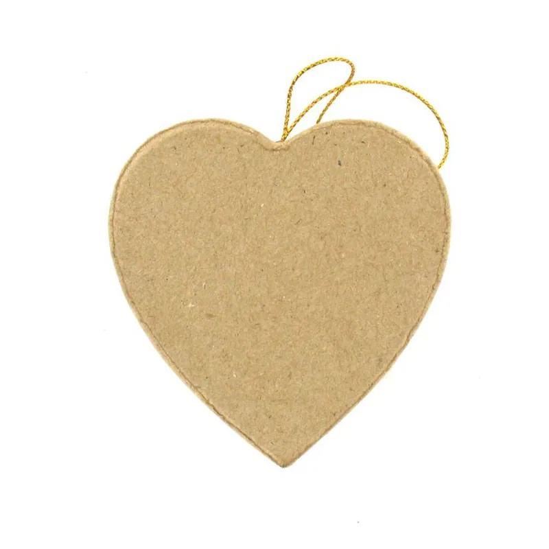 Mache 2D Flat Heart Hanging Decoration 8cm Next Day Delivery