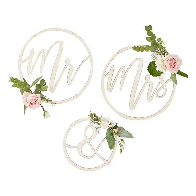 Ginger Ray Mr and Mrs Hoop Decorations 3 Pieces In Demand