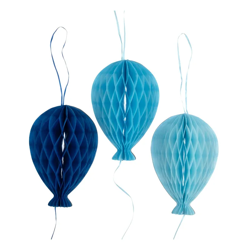 Grab Now Blue Honeycomb Balloon Decorations 3 Pack