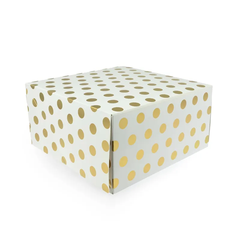 Gold Polka Dot Cake Box 10 Inches Big Sale