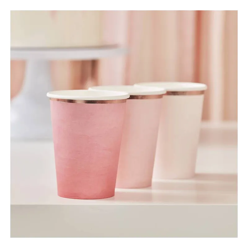 Ginger Ray Pink Ombre Paper Cups 8 Pack Buy Direct