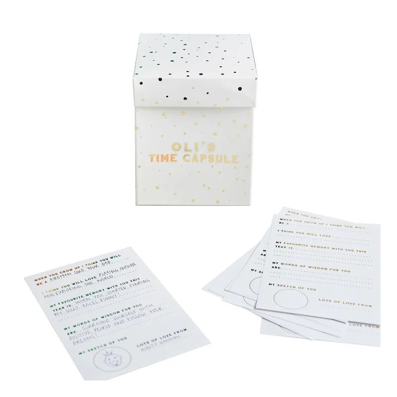 Baby Shower White and Gold Time Capsule Genuine