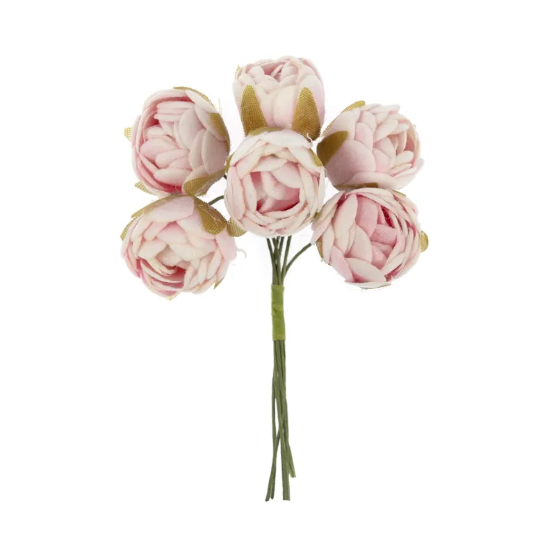 Pink Round Petite Flower Picks 6 Pieces One Day Deal