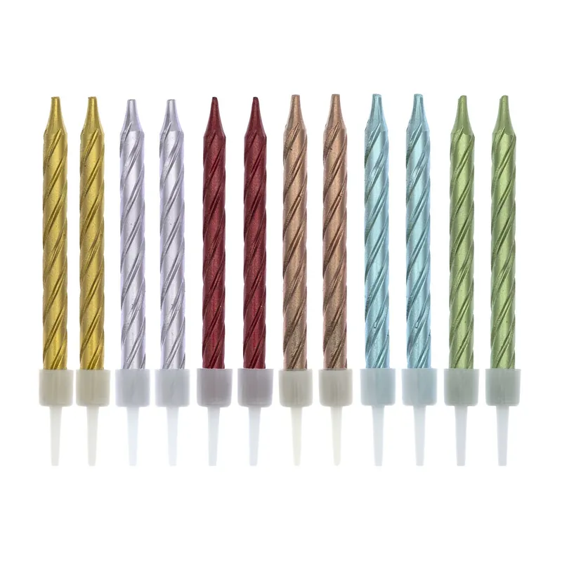 Exclusive Metallic Rainbow Candles 12 Pack
