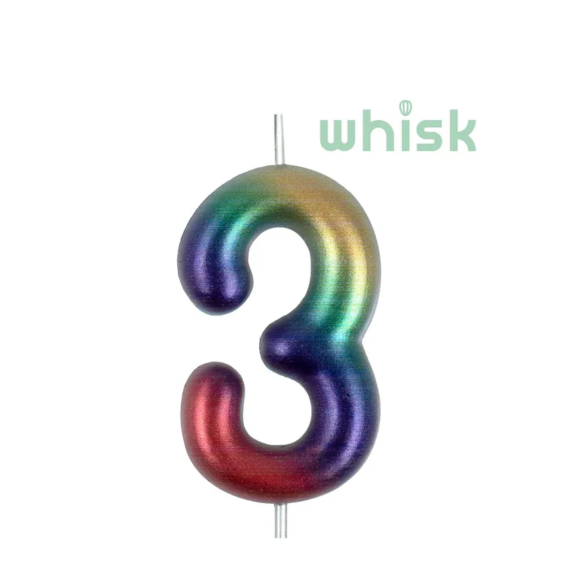 Whisk Metallic Rainbow Number 3 Candle Must Have
