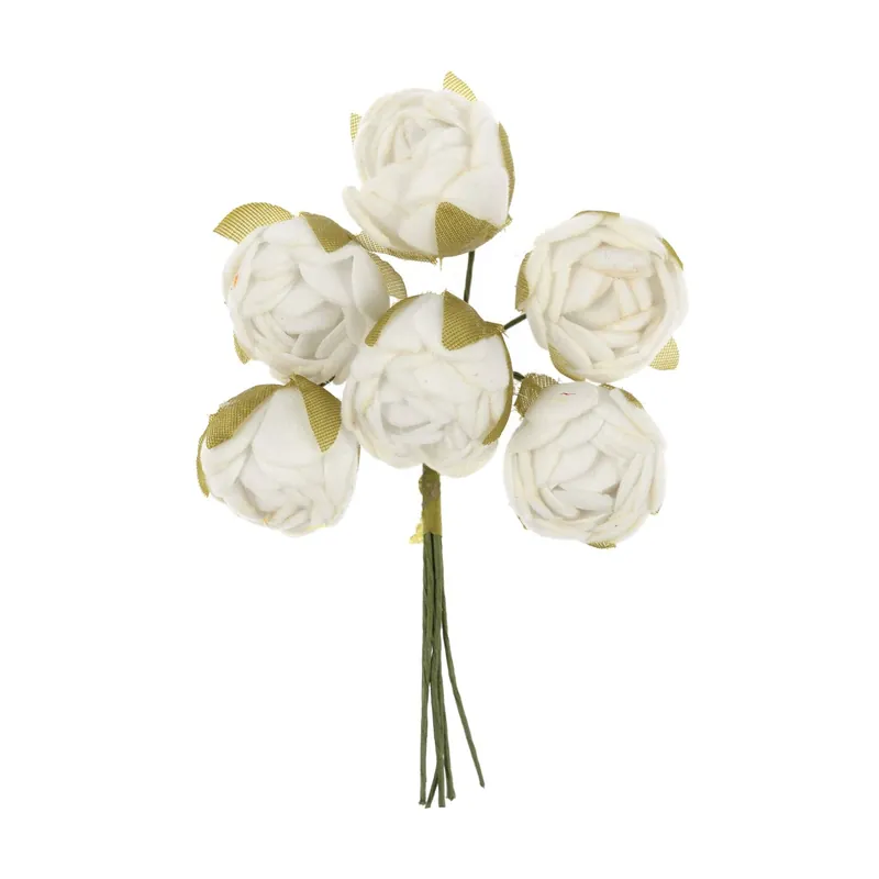 Original Ivory Round Petite Flower Picks 6 Pieces