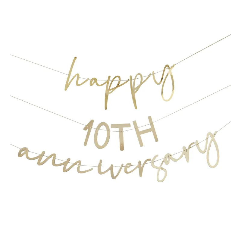 Ginger Ray Gold Customisable Anniversary Bunting 2m Trending