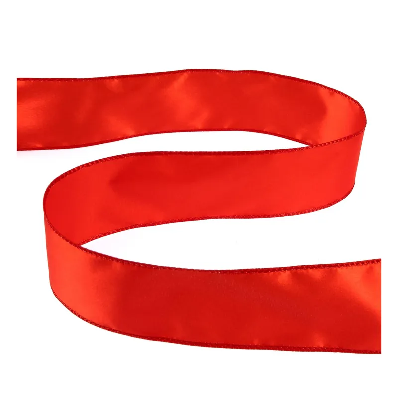 Free Delivery Red Wire Edge Satin Ribbon 63mm x 3m
