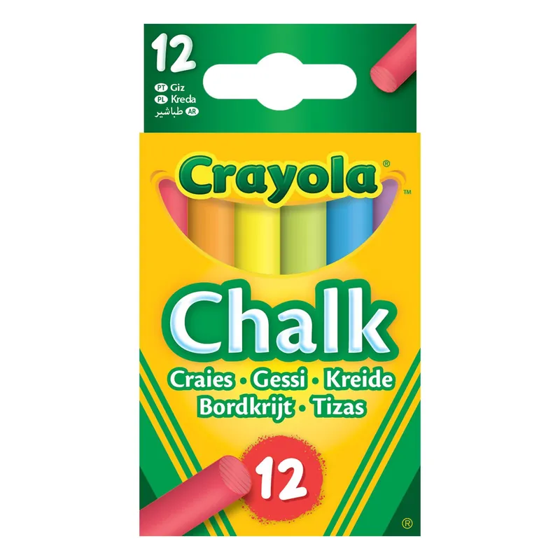 New Release Crayola Anti-Dust Colour Chalk Sticks 12 Pack