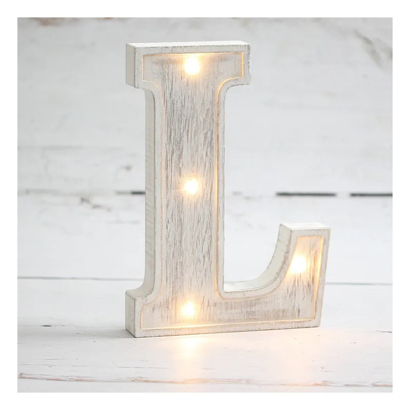 Limited Time White-Washed Wooden LED Letter L 21cm
