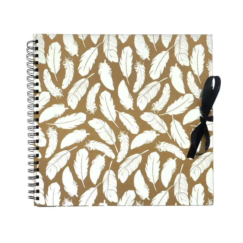 Spiral Bound Foil Silver Feather Scrapbook 12 x 12 Inches Bargain