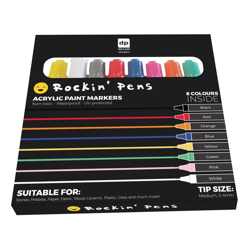 Cheap Rockin' Pens Acrylic Paint Markers 8 Pack