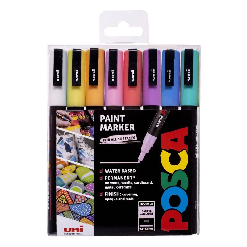 Uni-ball Pastel Posca PC-3M Marker Pens 8 Pack Affordable