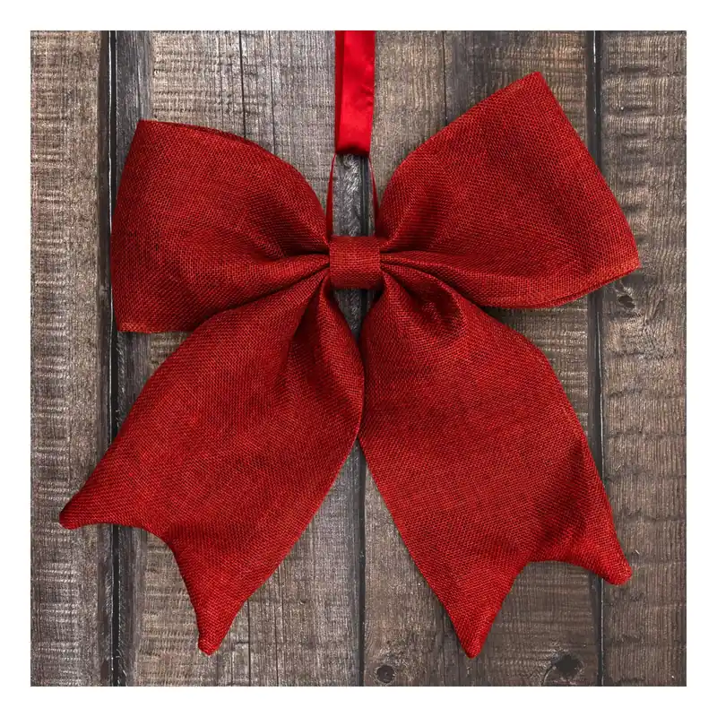 Large Red Faux Hessian Bow 33cm Next Day Delivery