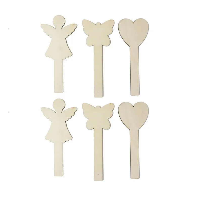 Premium Wooden Angel and Butterfly Shape Sticks 6 Pack