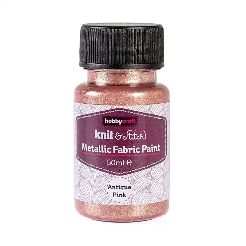 Genuine Antique Pink Metallic Fabric Paint 50ml