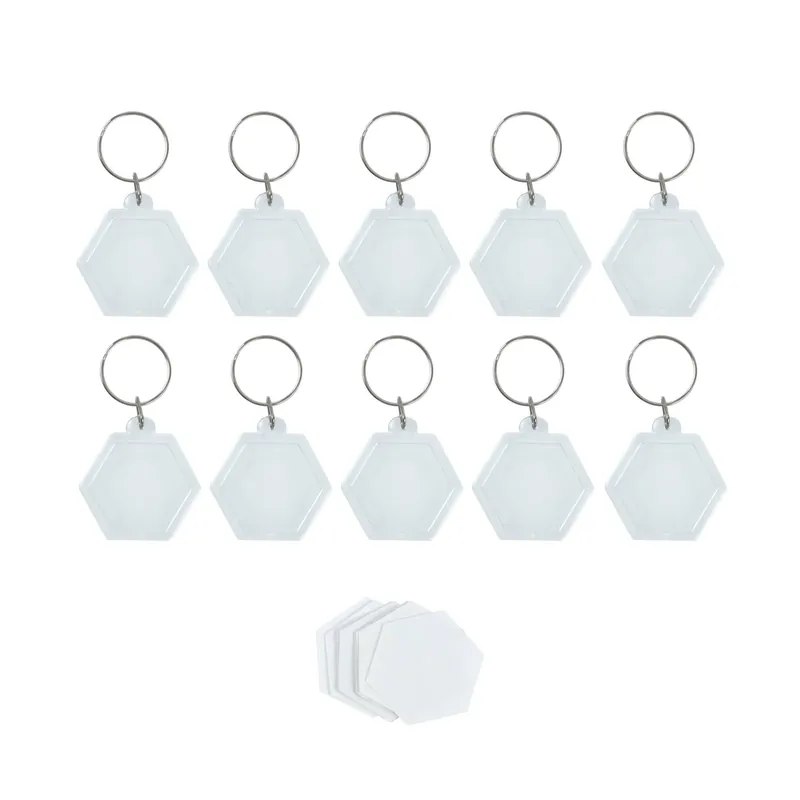 Clear Hexagon Keyrings 10 Pack While Supplies Last