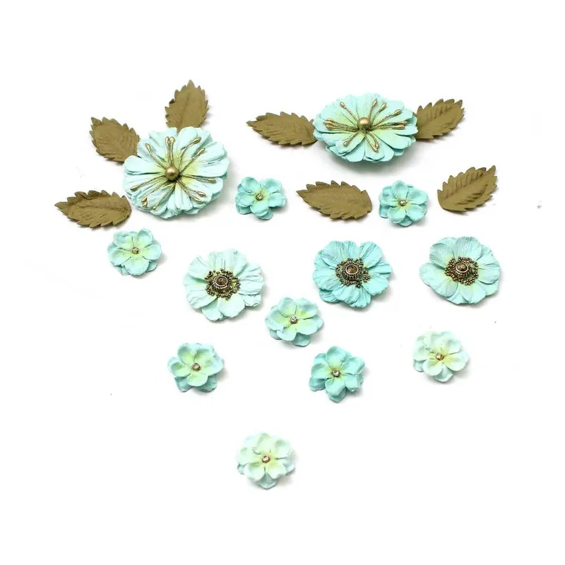Worldwide Shipping Turquoise Paper Flowers 20 Pack