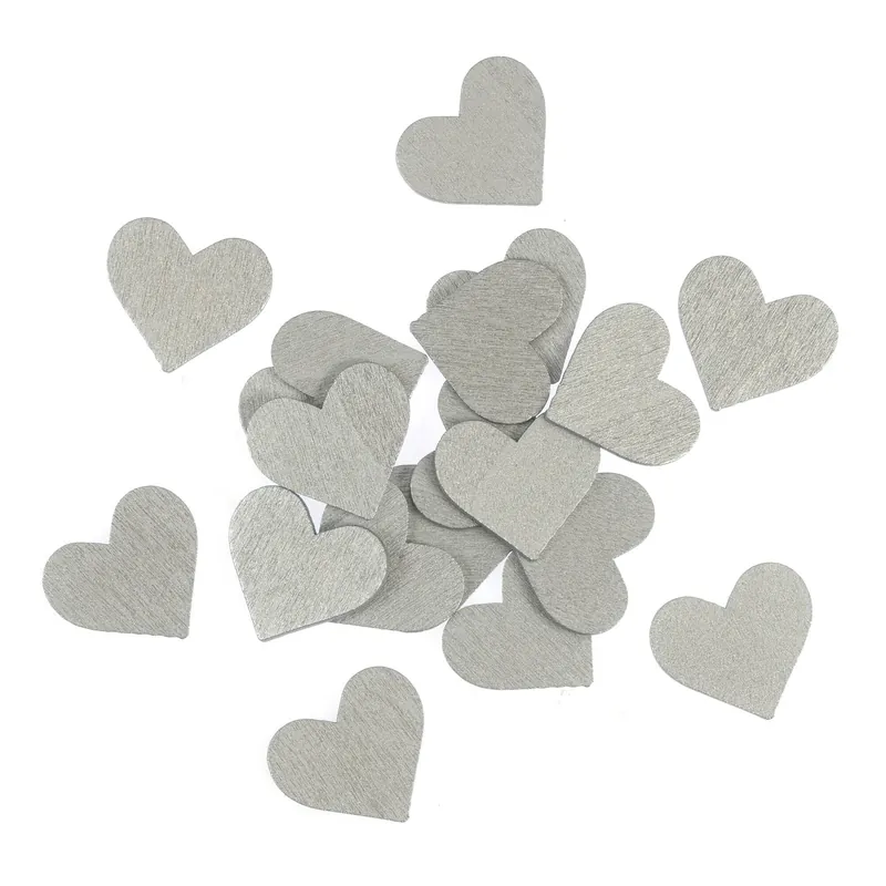 Silver Wooden Hearts 18 Pack Free Delivery